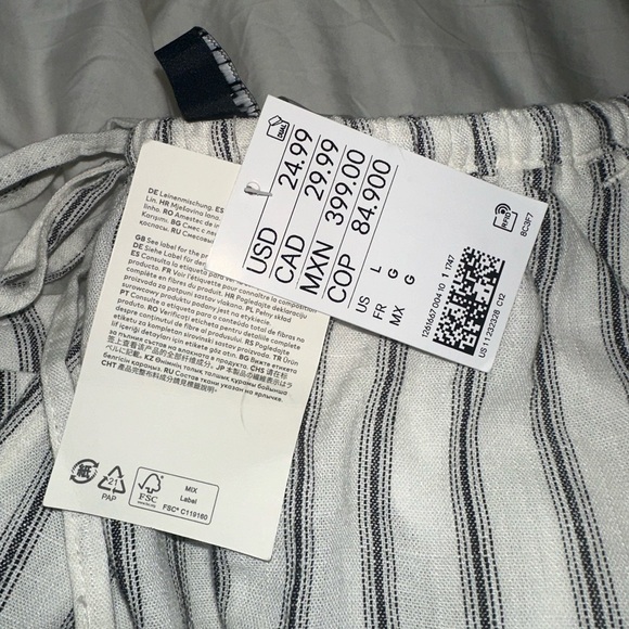 Linen Black and White Striped Wide Leg Pants - Picture 2 of 4